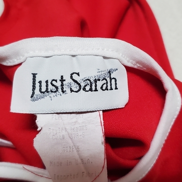 VINTAGE 70s Just Sarah Red White Trim Cap Sleeve Mod Shift Dress 5 - Picture 9 of 11